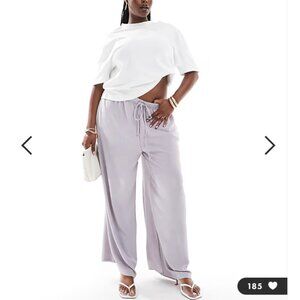 ASOS Yours twill wide leg pants in gray size 20-22